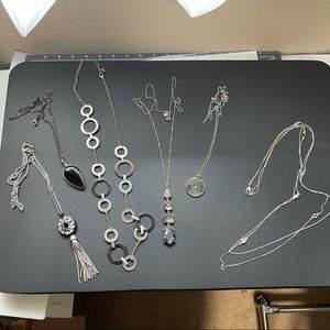 Long silver necklace bundle